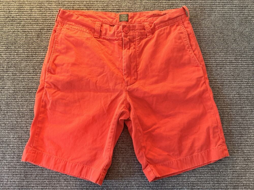 J.Crew Stanton Shorts Mens 32 Red Coral 100% Cotton Twill Flat Front Chino